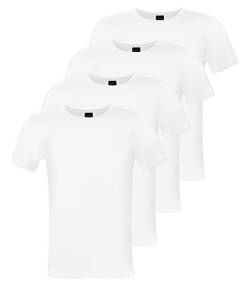 BOSS Hugo 4er Pack Herren Slim Fit T-Shirts, Rundhals, Unterhemden Halbarm, Uni (Weiß, 5 (Medium)) von HUGO BOSS