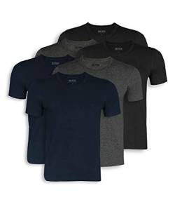 BOSS Hugo Herren T-Shirts Business Shirts Crew Neck 50325887 6er Pack, Blau (Open Blue 497), XL von HUGO BOSS