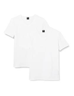 HUGO BOSS Herren T-Shirts Shirts Kurzarm V-Neck Slim Fit 50325408 2er Pack, Farbe:Weiß, Artikel:-100 White, Größe:2XL von HUGO BOSS