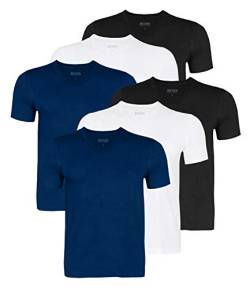 Hugo Boss Herren T-Shirts Business Shirts V-Neck 50416538 6er Pack, Farbe:Mehrfarbig, Größe:M, Artikel:-480 White/Blue/Black von HUGO BOSS