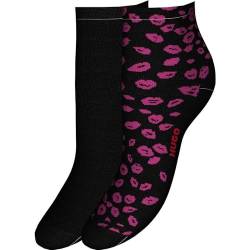 HUGO Damen 2P Sh Allover Lips C Short Socks, Black1, 39-42 von HUGO