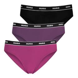 HUGO Damen Briefs Slips Cotton Stretch 3er Pack, Farbe:Mehrfarbig, Wäschegröße:L, Artikel:-985 Black/Lilac/pink von HUGO