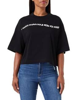 HUGO Damen Cropped Tee_6 T Shirt, Black2, XL EU von HUGO