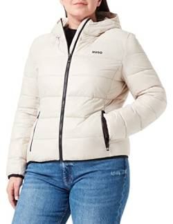 HUGO Damen Famara-1 Leichte Steppjacke mit wasserabweisendem Finish und Logo Hellbeige L von HUGO