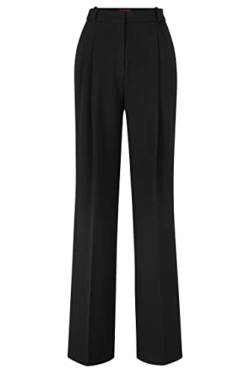 HUGO Damen Havira Relaxed-Fit Hose mit weitem Beinverlauf und glitzernden Nadelstreifen Schwarz 36 von HUGO