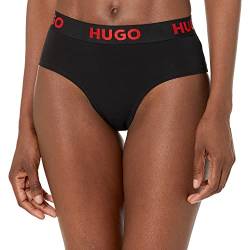 HUGO Damen Hipster, Baumwolle, Stretch, mit Bold Logo Slip, Schwarzer Teer, Medium von HUGO