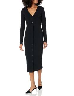 HUGO Damen Nazalea Langärmeliges Knöpfen Lässiges Kleid, Stormy Black, Klein von HUGO