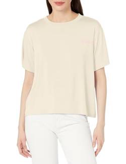 HUGO Damen Relaxed Fit Kontrast Logo T-Shirt Hemd, Weiß (Soft White), X-Groß von HUGO