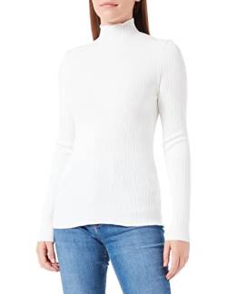 HUGO Damen Sharimy Slim-Fit Pullover mit Stehkragen und gerippten Details Weiß XL von HUGO