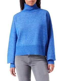 HUGO Damen Sisimia Relaxed-Fit Pullover mit Rollkragen und Rippbündchen Blau M von HUGO