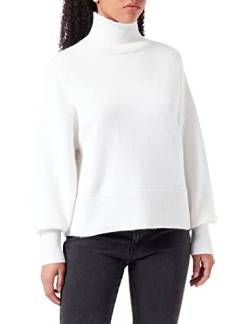 HUGO Damen Sisimia Relaxed-Fit Pullover mit Rollkragen und Rippbündchen Weiß L von HUGO