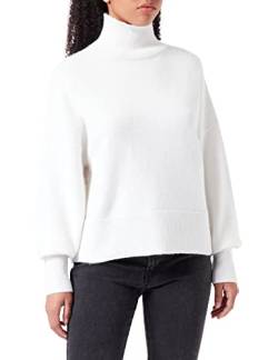 HUGO Damen Sisimia Relaxed-Fit Pullover mit Rollkragen und Rippbündchen Weiß XS von HUGO
