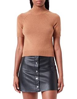 HUGO Damen Sondelly Slim-Fit Kurzarm-Pullover mit Stehkragen Hellbraun XL von HUGO