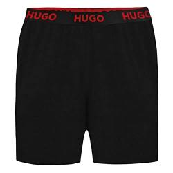 HUGO Damen Sporty Logo_Shorts Loungewear Short, Black1, XL EU von HUGO