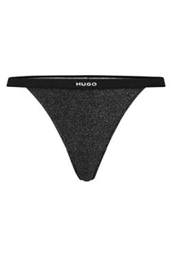 HUGO Damen Thong Lurex String mit Logo-Bund und Glitzer-Effekt Schwarz XL von HUGO