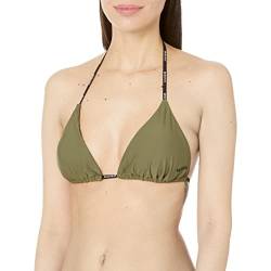 HUGO Damen Triangel-Bikinioberteil mit Kontrast-Logo Bikini, Burnt Olive, S von HUGO