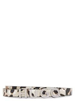 HUGO Damen Zula Belt 1,5cm-LEO Gürtel mit Animal-Muster und Logo am Metall-Verschluss Gemustert 95 von HUGO