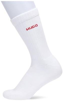 HUGO Herren 3P Rs Rib Badge Cc Regular Socks, White100, 39-42 von HUGO