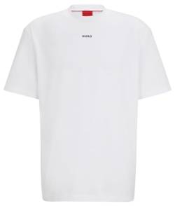 HUGO Herren Dapolino Relaxed-Fit T-Shirt aus Baumwolle mit Logo-Print Weiß XS von HUGO