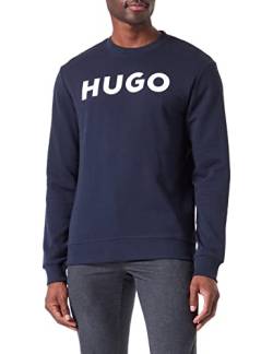 HUGO Herren Dem Sweatshirt aus French Terry mit Rundhalsausschnitt und Kontrast-Logo Dunkelblau L von HUGO
