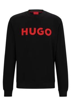 HUGO Herren Dem Sweatshirt aus French Terry mit Rundhalsausschnitt und Kontrast-Logo Schwarz L von HUGO
