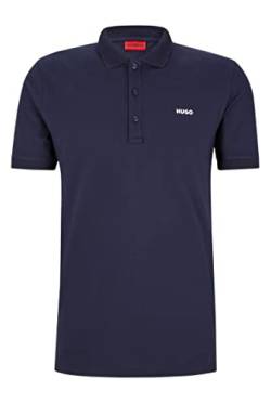 HUGO Herren Dinos223 Poloshirt aus Stretch-Baumwolle mit kontrastfarbenem Logo Dunkelblau M von HUGO