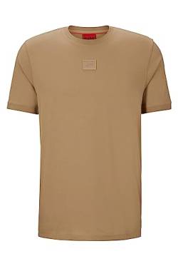 HUGO Herren Diragolino C T-Shirt aus Baumwoll-Jersey mit tonalem Logo-Aufnäher Hellbraun XL von HUGO