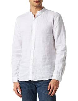 HUGO Herren Elvory Slim-Fit Hemd aus Leinen mit Stehkragen Weiß XL von HUGO