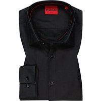 HUGO Herren Hemd schwarz Baumwolle Slim Fit von HUGO