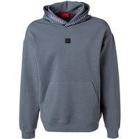 HUGO Herren Hoodie blau Baumwolle unifarben von HUGO