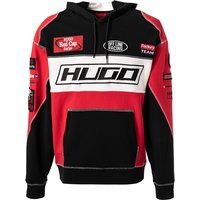 HUGO Herren Hoodie rot Baumwolle Logo und Motiv von HUGO