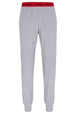HUGO Herren Linked Pants Pyjama-Hose aus Stretch-Baumwolle mit Logos am Bund Grau XL von HUGO
