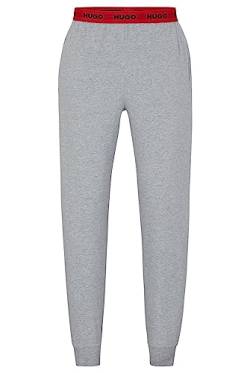 HUGO Herren Linked Pants Pyjama-Hose aus elastischem Baumwoll-Jersey mit Logos am Bund Grau XL von HUGO
