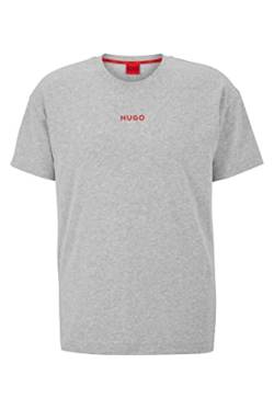 HUGO Herren Linked T-Shirt Relaxed-Fit Pyjama-Shirt aus Stretch-Baumwolle mit Logo Grau L von HUGO