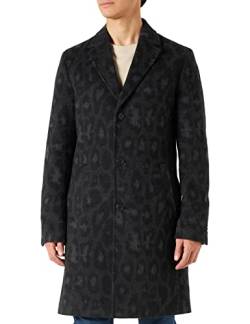 HUGO Herren Malte2311 Regular-Fit Mantel aus Woll-Mix mit Jaglion-Print Schwarz 46 von HUGO