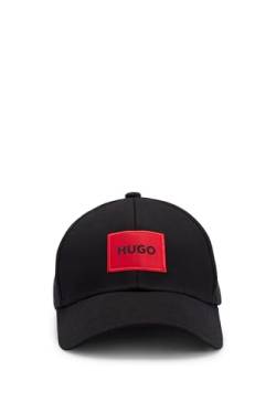 HUGO Herren Men-X 581-RL Cap aus Baumwoll-Twill mit rotem Logo-Label Schwarz Stck von HUGO