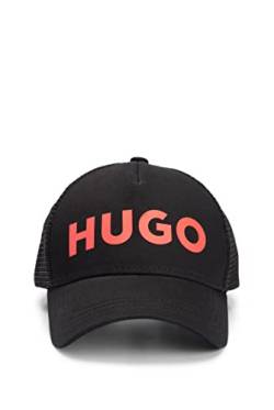 HUGO Herren Men-X 586-BP Cap aus Baumwoll-Twill mit rotem Logo und seitlichen Einsätzen Schwarz Stck von HUGO