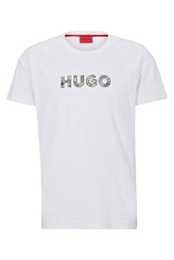 HUGO Herren Paisley T-Shirt Relaxed-Fit Pyjama-Shirt mit Paisley-Logo Weiß L von HUGO