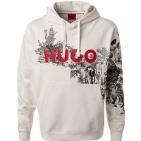 HUGO Herren Hoodie beige Baumwolle Logo und Motiv von HUGO