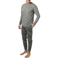 HUGO Herren Schlafanzüge grau Jersey-Baumwolle Gemustert von HUGO