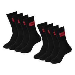 HUGO Herren Socken Crewsocks QS Rib Label CC 4 Paar, Farbe:Schwarz, Größe:39-42, Artikel:-001 black von HUGO