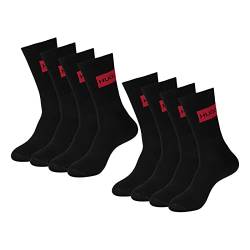 HUGO Herren Socken Crewsocks QS Rib Label CC 4 Paar, Farbe:Schwarz, Größe:43-46, Artikel:-001 black von HUGO