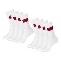 HUGO Herren Socken Crewsocks QS Rib Label CC 4 Paar, Farbe:Weiß, Größe:39-42, Artikel:-100 white von HUGO