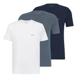 HUGO Herren T-Shirts Kurzarmshirts Cotton Crew-Neck 3er Pack, Farbe:Mehrfarbig, Größe:L, Artikel:-125 Navy/Jeans/White von HUGO