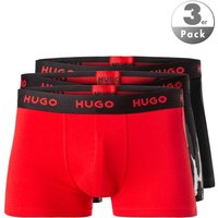 HUGO Herren Trunks rot Baumwolle unifarben,Geprintet von HUGO