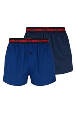 HUGO Herren Woven Boxer TWINPACK Zweier-Pack Boxershorts aus Baumwolle mit Logo am Bund Hellblau M von HUGO