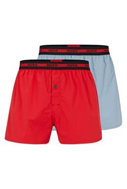 HUGO Herren Woven Boxer TWINPACK Zweier-Pack Boxershorts aus Baumwolle mit Logo am Bund Hellblau M von HUGO