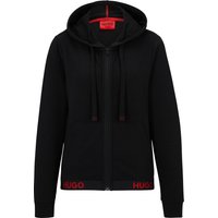 HUGO Sporty Logo Sweatjacke, Eingrifftaschen, Logo-Bund, für Damen, schwarz, M von HUGO