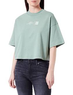 HUGO Women's Cropped Tee T-Shirt, Open Green375, L von HUGO