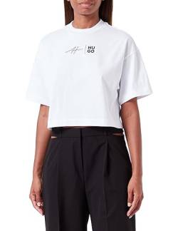 HUGO Women's Cropped Tee T-Shirt, White100, XL von HUGO